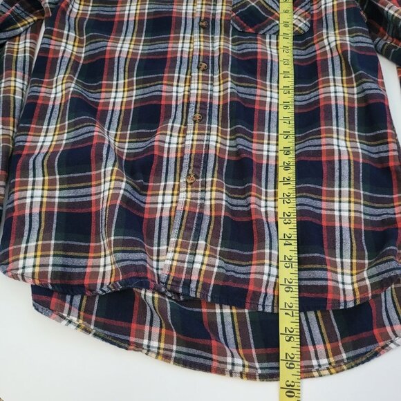 Boston Traders Flannel Shirt Women's Large Blue/Red/Yellow Plaid Button Down Top - Picture 7 of 7